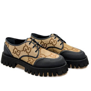 Gucci Maxi GG Supreme G 9.5/ US 10 Shoes Camel Ebony Canvas Chunky Sneakers NIB